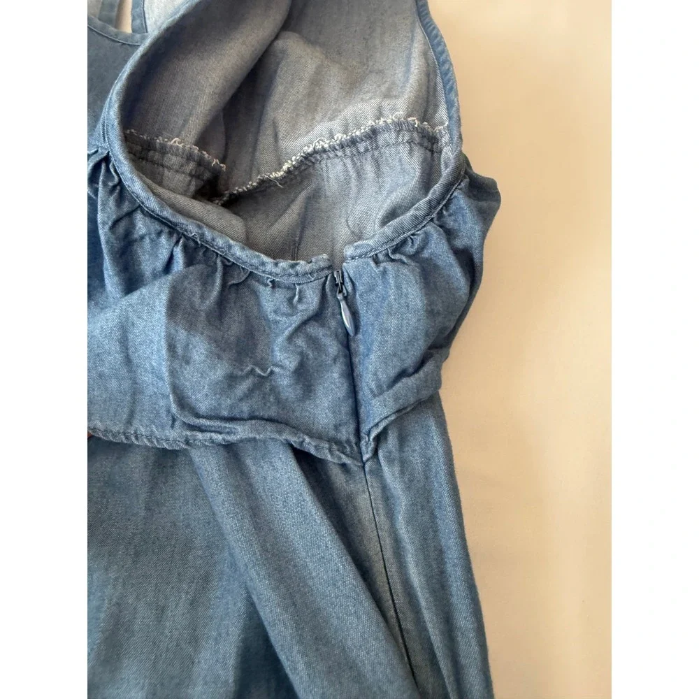 MICHAEL KORS Denim Chambray Ruffle Tiered‎ Dress Womens Size Medium